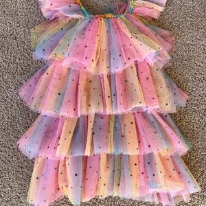 Lola + The Boys Pink and Yellow Dance Dress with Tulle and Glitter